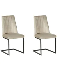 Set of 2 Dining Chairs LAVONIA Velvet Taupe_789993
