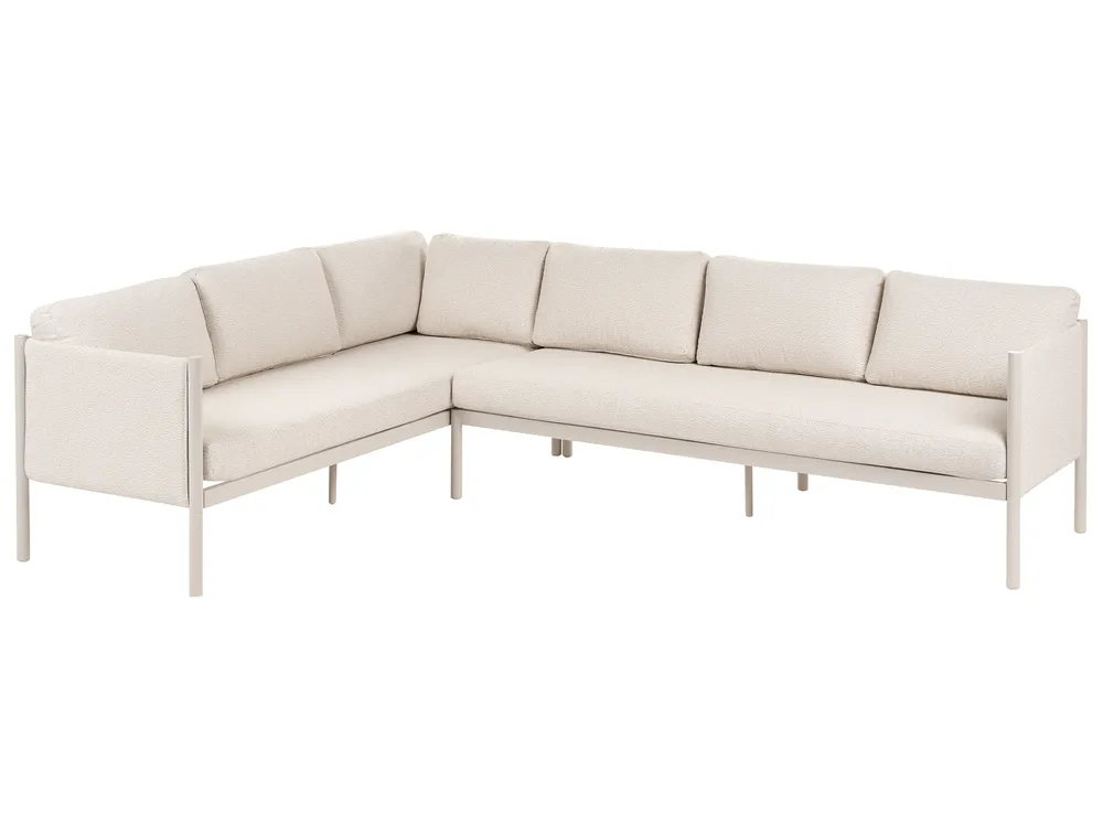 Garden Corner Sofa with Table 5 Seater TONARA Metal Light Beige Right Hand_1125124
