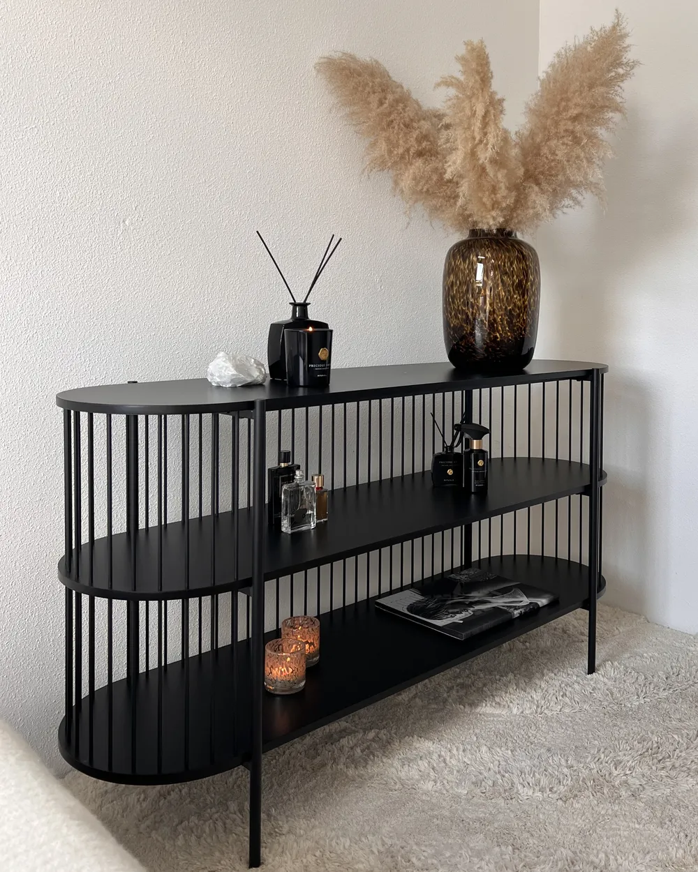 2 Tier Shelving Unit BIRSON 80 cm Black_1034171