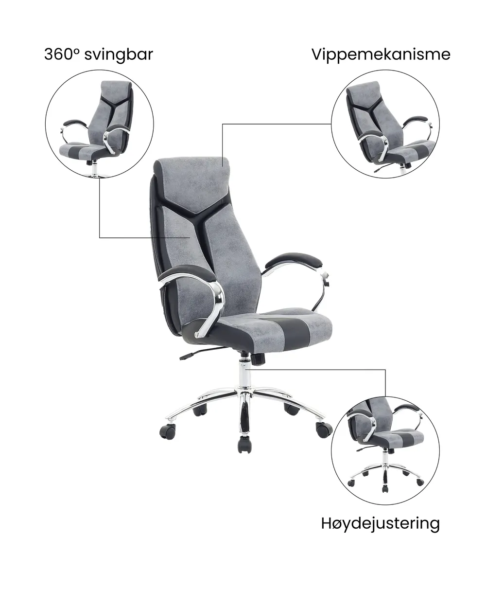 Kontorstol FORMULA Kunstskinn Grå_1074408