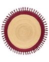 Rug MARTS Dark Red ø 140 cm Jute
