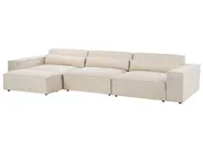 Modular Sofa 3 Seater HELLNAR with Ottoman Velvet Light Beige_911008