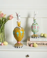 Set of 2 Figurines Rabbit ODENSE Multicolour_1072990