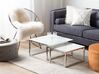 Set of 2 Coffee Tables BREA Tempered Glass White Marble