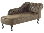 Right-Hand Chaise Longue NIMES Faux Suede Brown_697494