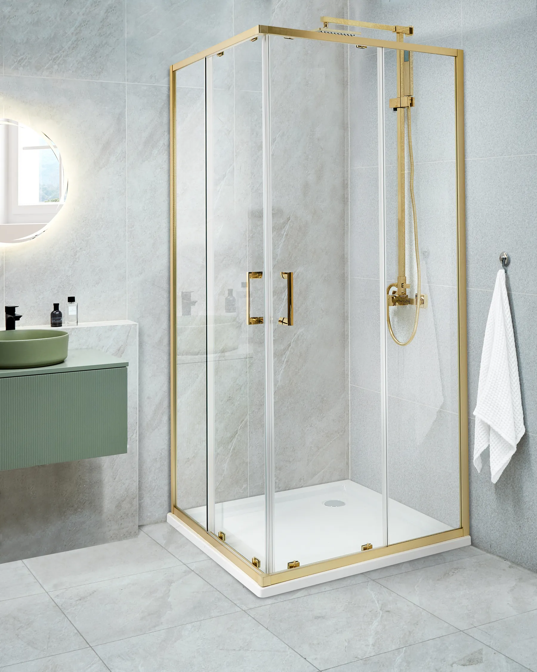 Duschväggar TELA 800 x 800 x 1850 mm Guld_944664