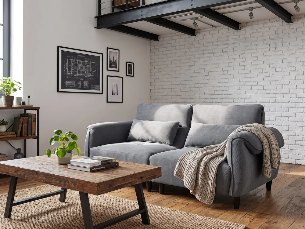 Sofa 3 Seater WETLAN Fabric Dark Grey