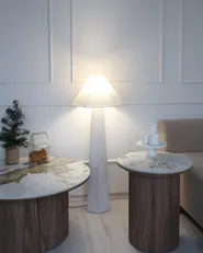 Golvlampa DEMBI Konstlinne Ljusbeige_1039304