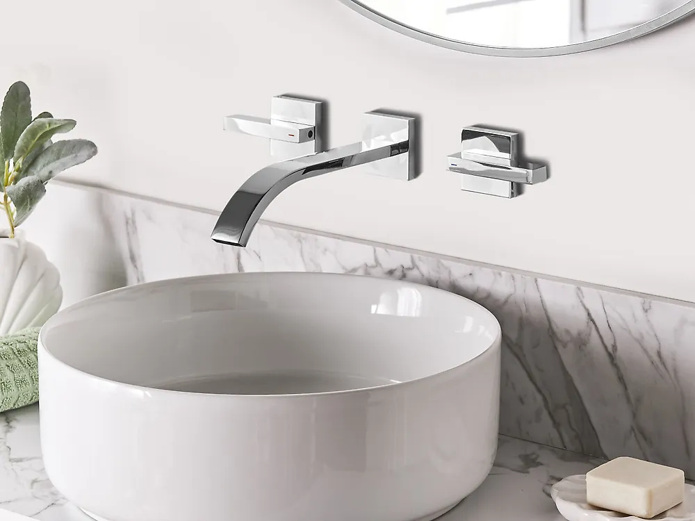 Wall Mounted Basin Mixer Tap BERRACO Brass Silver_1184086