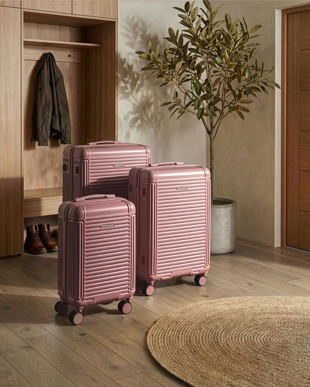 Sett med 3 hardcase-kofferter MYNTIS Rosa