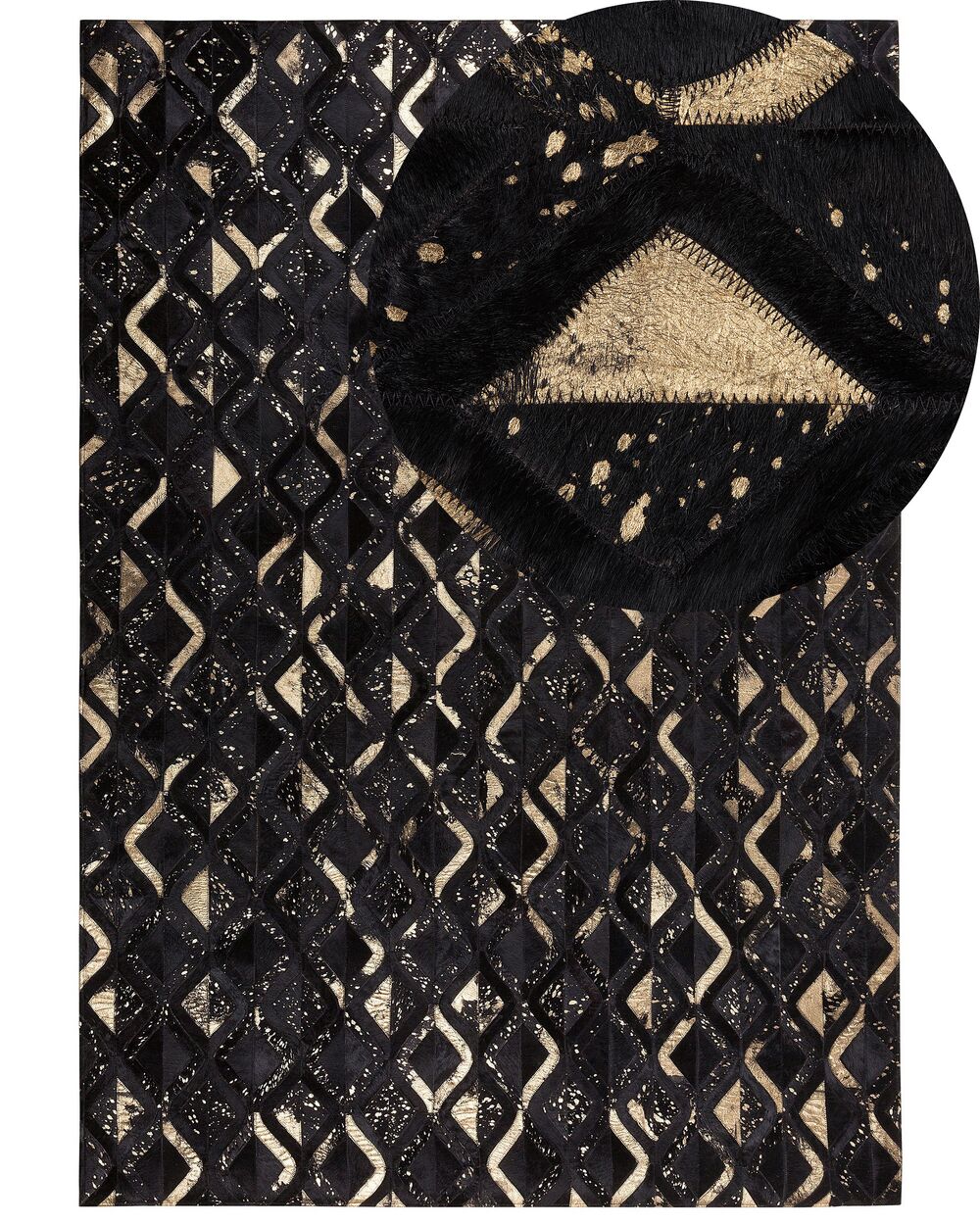 Rug DEVELI Black 140 x 200 cm Leather