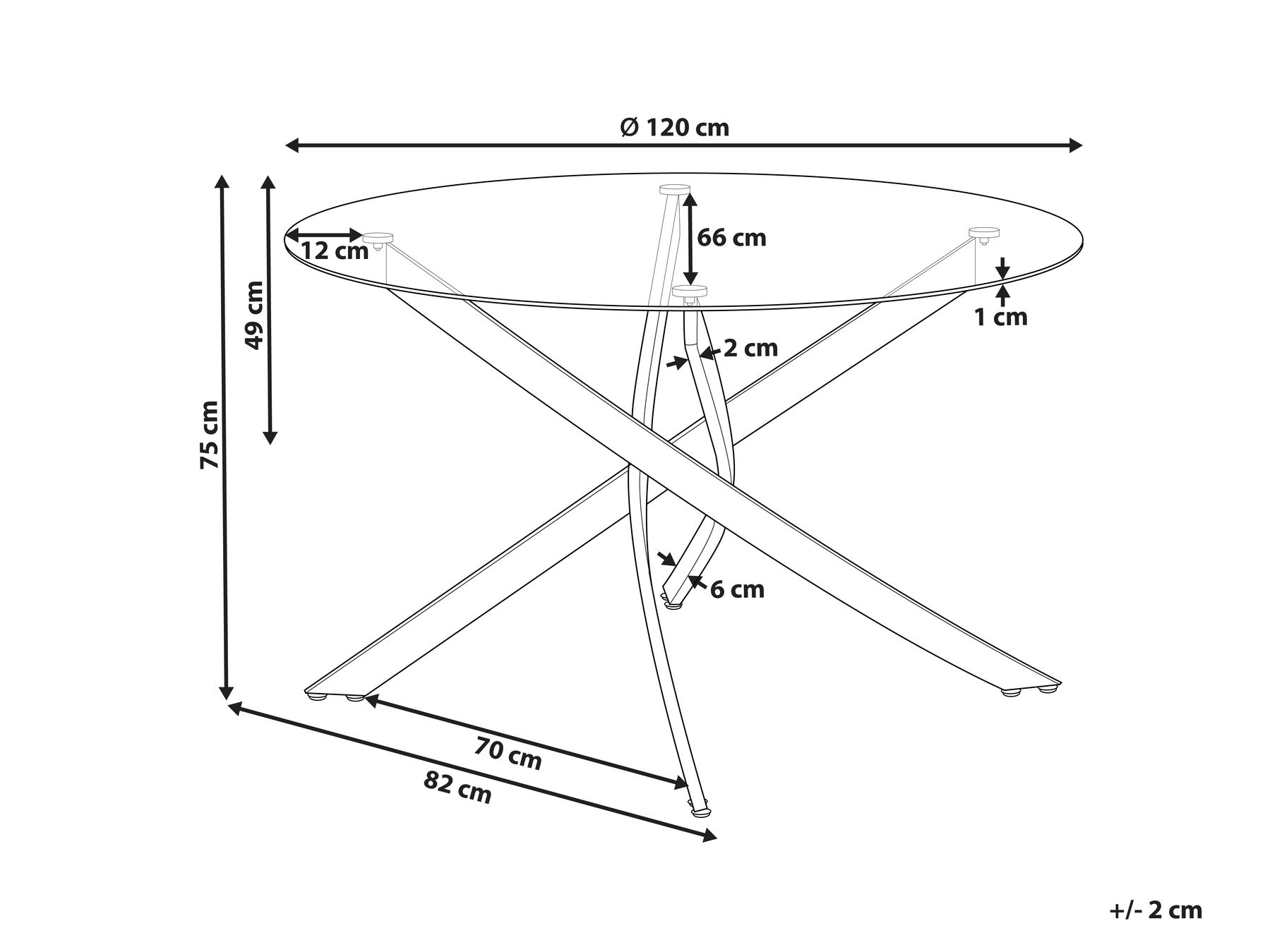 Matbord MARAMO Guld 120 cm 120 cm Härdat glas_875805