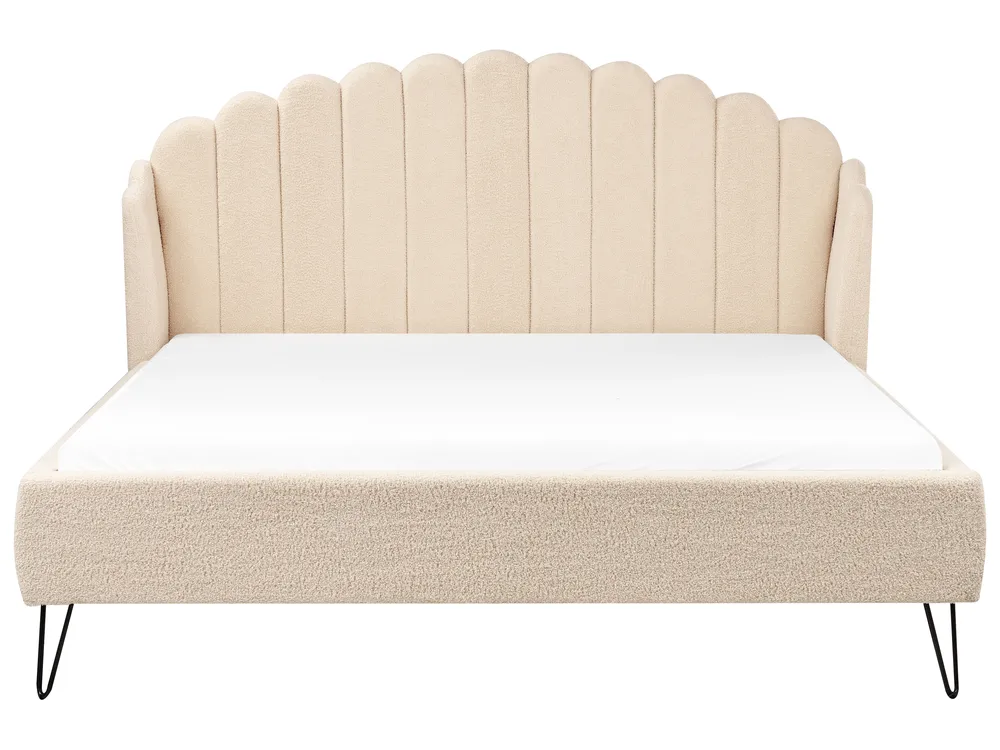 Säng med lamellram Bouclé AMBILLOU 180 x 200 cm Beige_967554