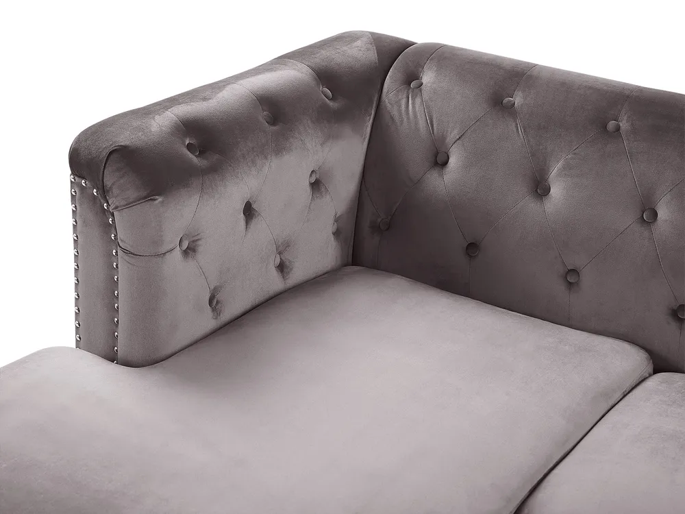 Corner Sofa 3 Seater FLEN Velvet Grey Right Hand_784553