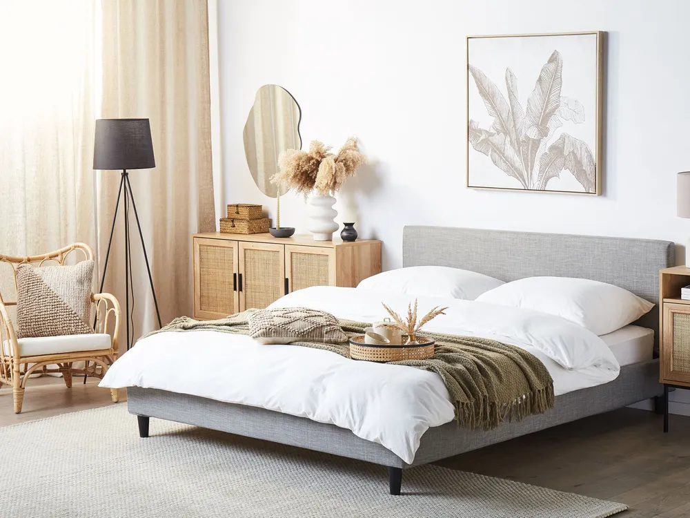 Bed Frame Cover FITOU 160 x 200 cm Light Grey
