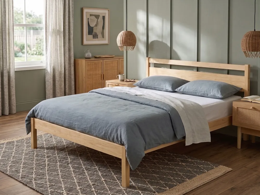 Wooden EU Single Size Bed White ROYAN