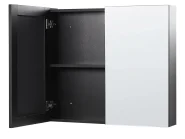 Bathroom Wall Mounted Mirror Cabinet NAVARRA 80 cm 70 cm Black_905873