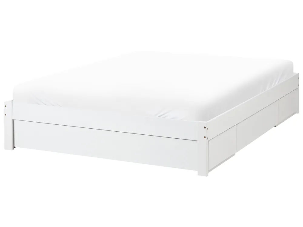 Bed with Storage Drawers without Headboard GIAT Wood White 160 x 200 cm (EU King Size)_1023313