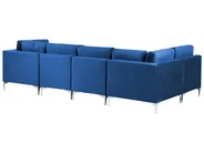 Modular U-Shape Sofa 6 Seater EVJA with Ottoman Velvet Navy Blue_859705