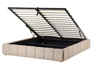 Ottoman Bed without Headboard GENAS Fabric Beige 160 x 200 cm (EU King Size)_1070272