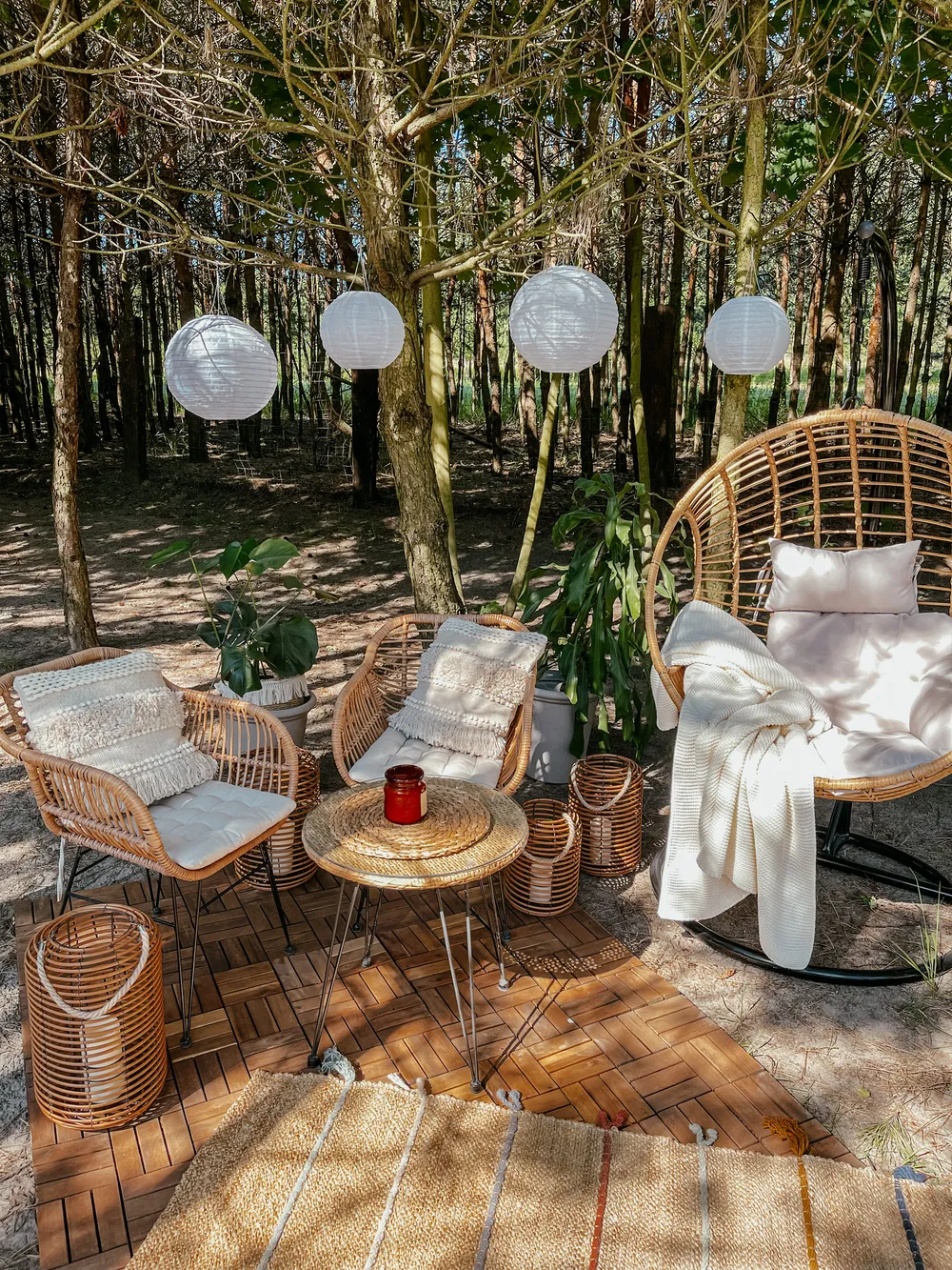 Hanging Chair with Stand ASPIO PE Rattan Natural_806287