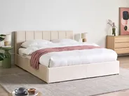 Ottoman Bed DREUX Velvet Light Beige 160 x 200 cm (EU King Size)_1012267