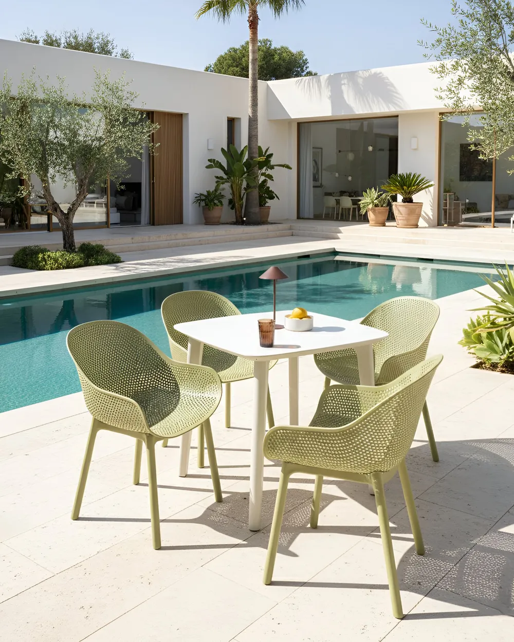 Set of 4 Garden Chairs TIGGIANO Olive Green