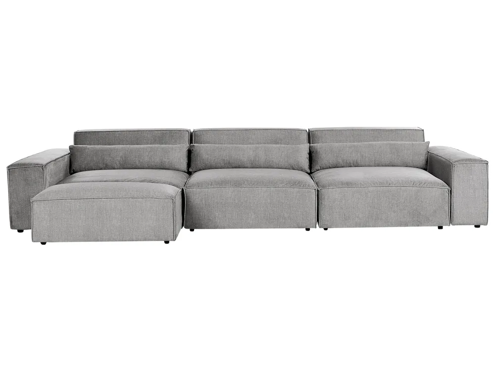 Modular Sofa 3 Seater HELLNAR with Ottoman Fabric Grey
