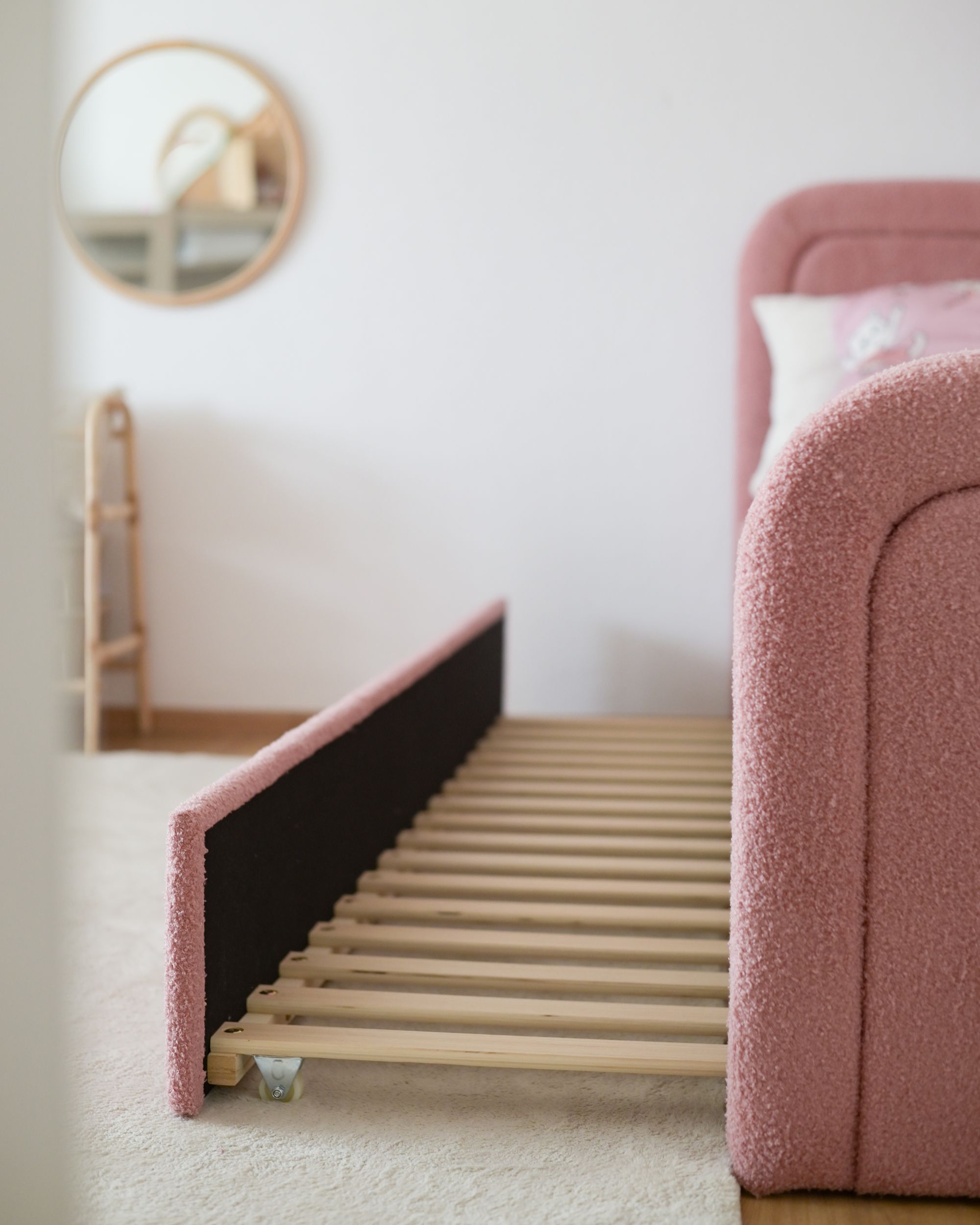Utdragbar säng Bouclé RAYSSAC 90 x 200 cm Rosa_1182525