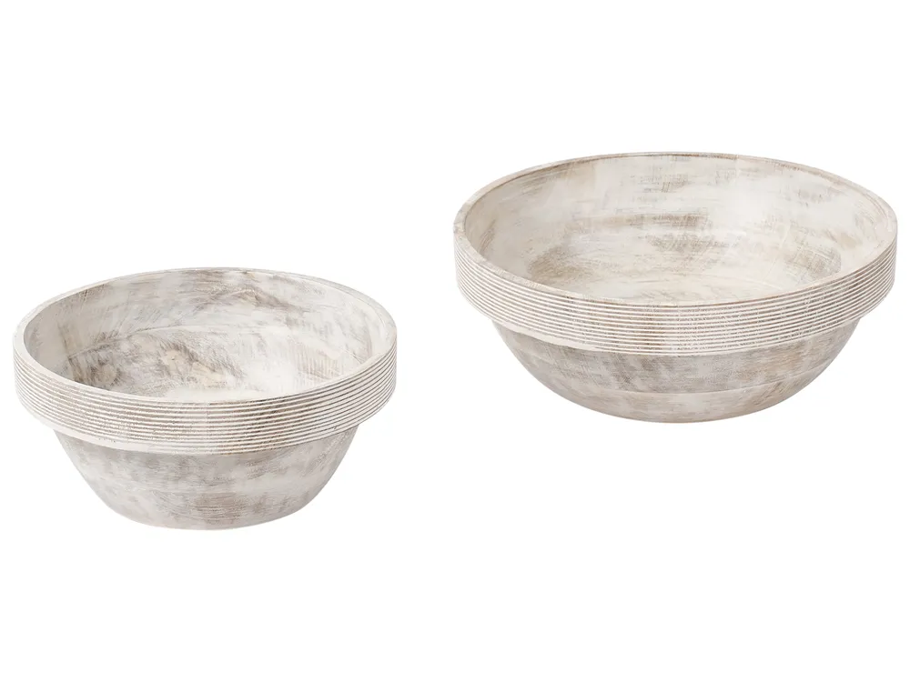 Set of 2 Bowls MINYA Mango Wood Light Brown