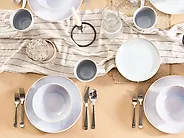 Set of 8 Deep Plates SESAME Stoneware Light Grey 18 cm_1184085
