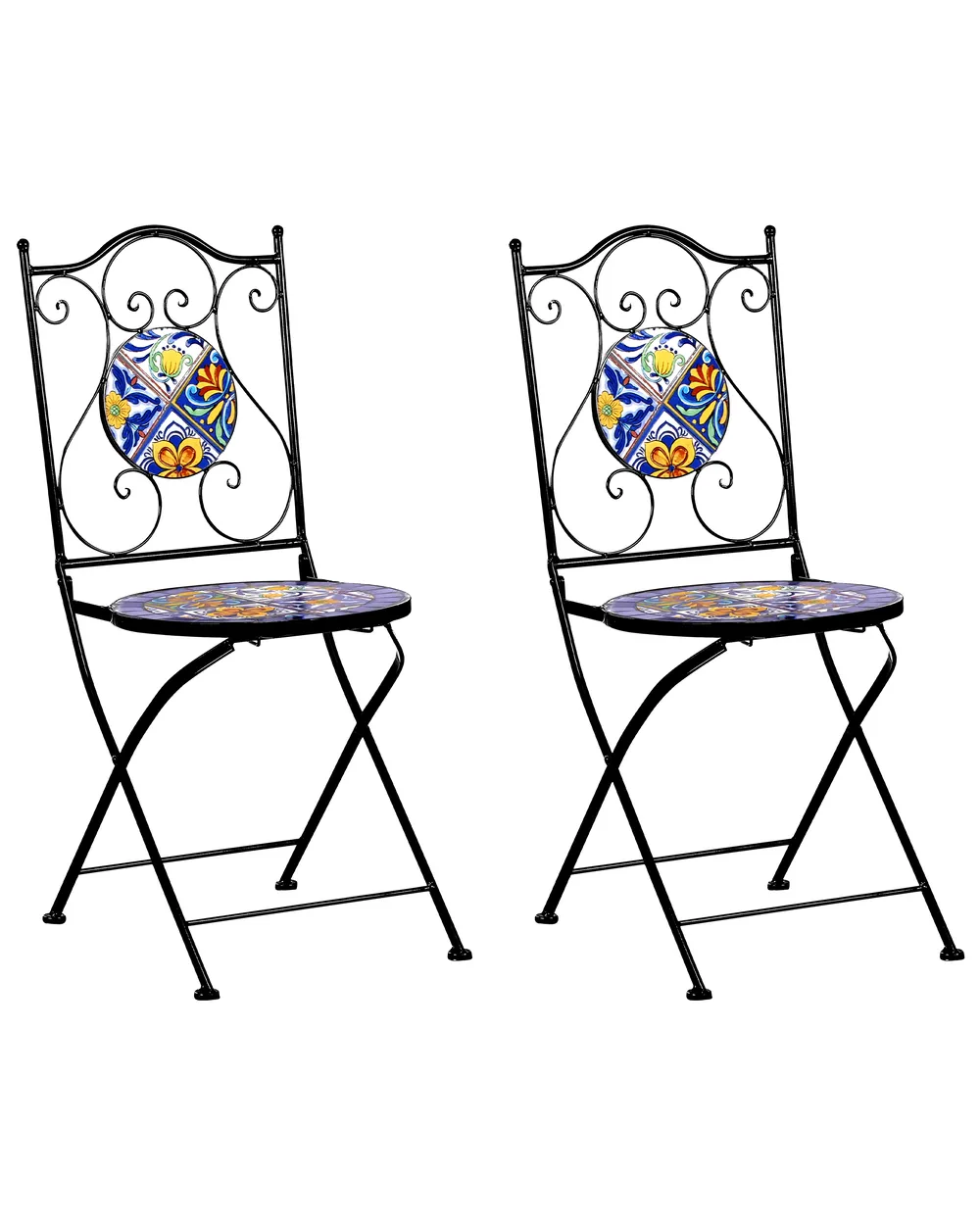 Set of 2 Garden Chairs CORIANO Folding Metal Black_986212