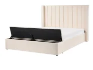 Säng med förvaringsbänk NOYERS Sammet Off-White 160 x 200 cm_1036619