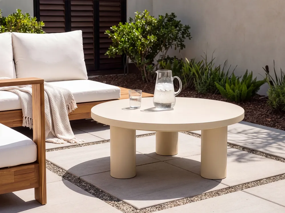 Garden Coffee Table VIPITENO 80 cm 80 cm Metal Beige