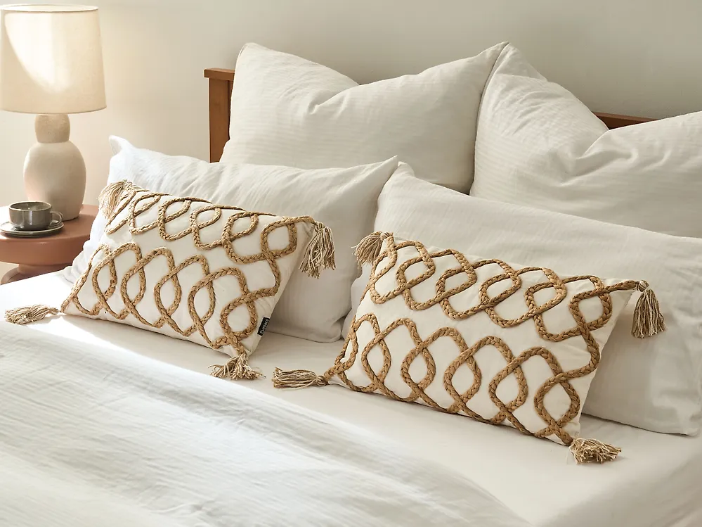 Koristetyynysetti 2 kpl INCANA 30 x 50 cm Puuvilla Beige Geometrinen kuvio_1180212