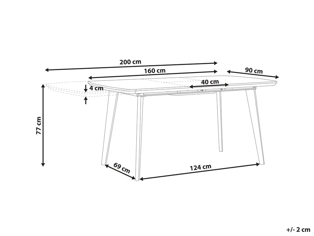 Jatkettava ruokapöytä MOSBY Marmorikuvio/kulta 160/200 cm 90 cm_793892