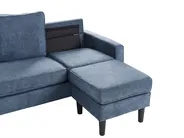 Sofa 3 Seater AVESTA with Ottoman Fabric Dark Blue_768394