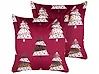 Set med 2 prydnadskuddar GOLDSPRUCE 45 x 45 cm Sammet Röd Julmotiv
