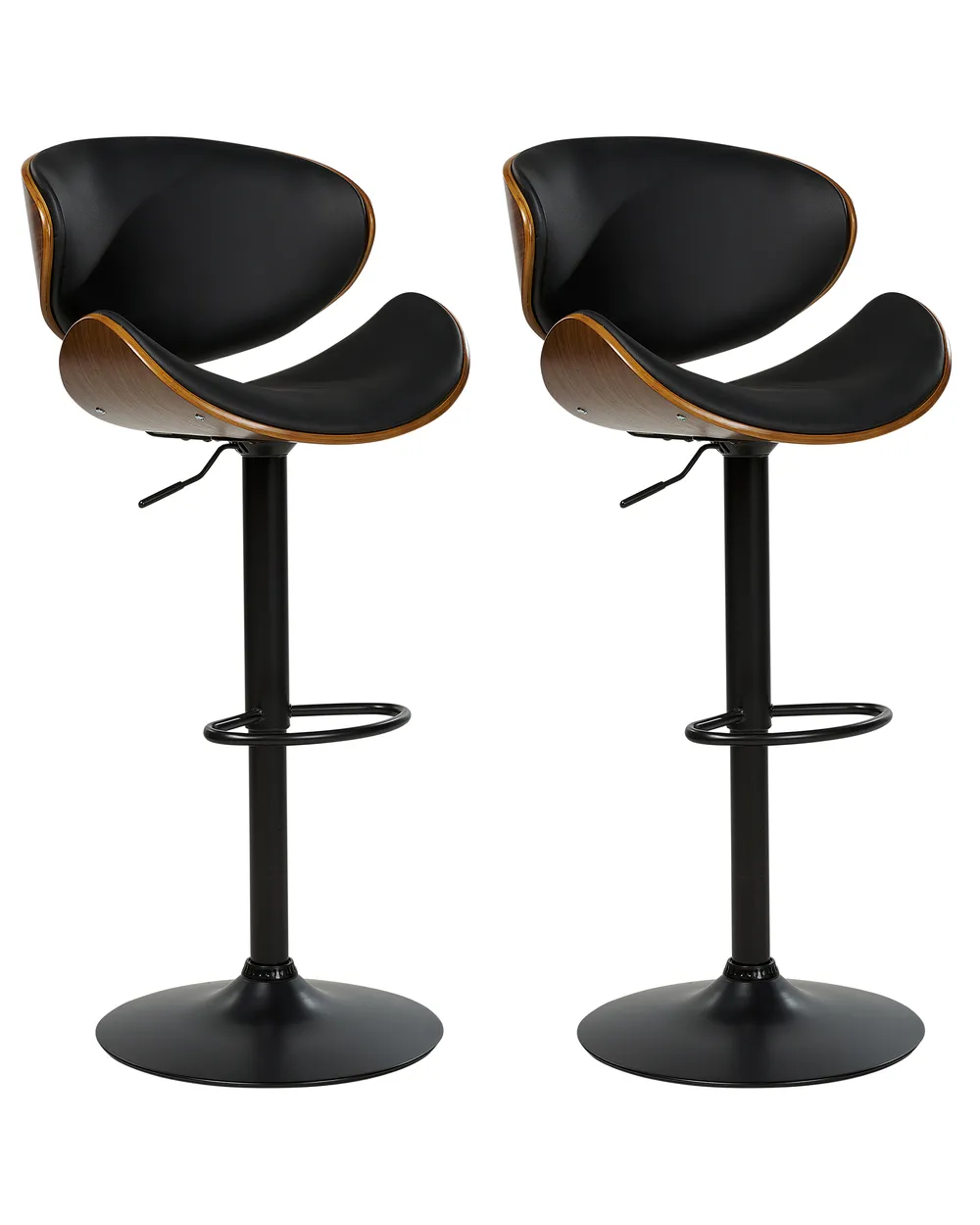 Set of 2 Bar Chairs ROTTERDAM II Swivel Faux Leather Black