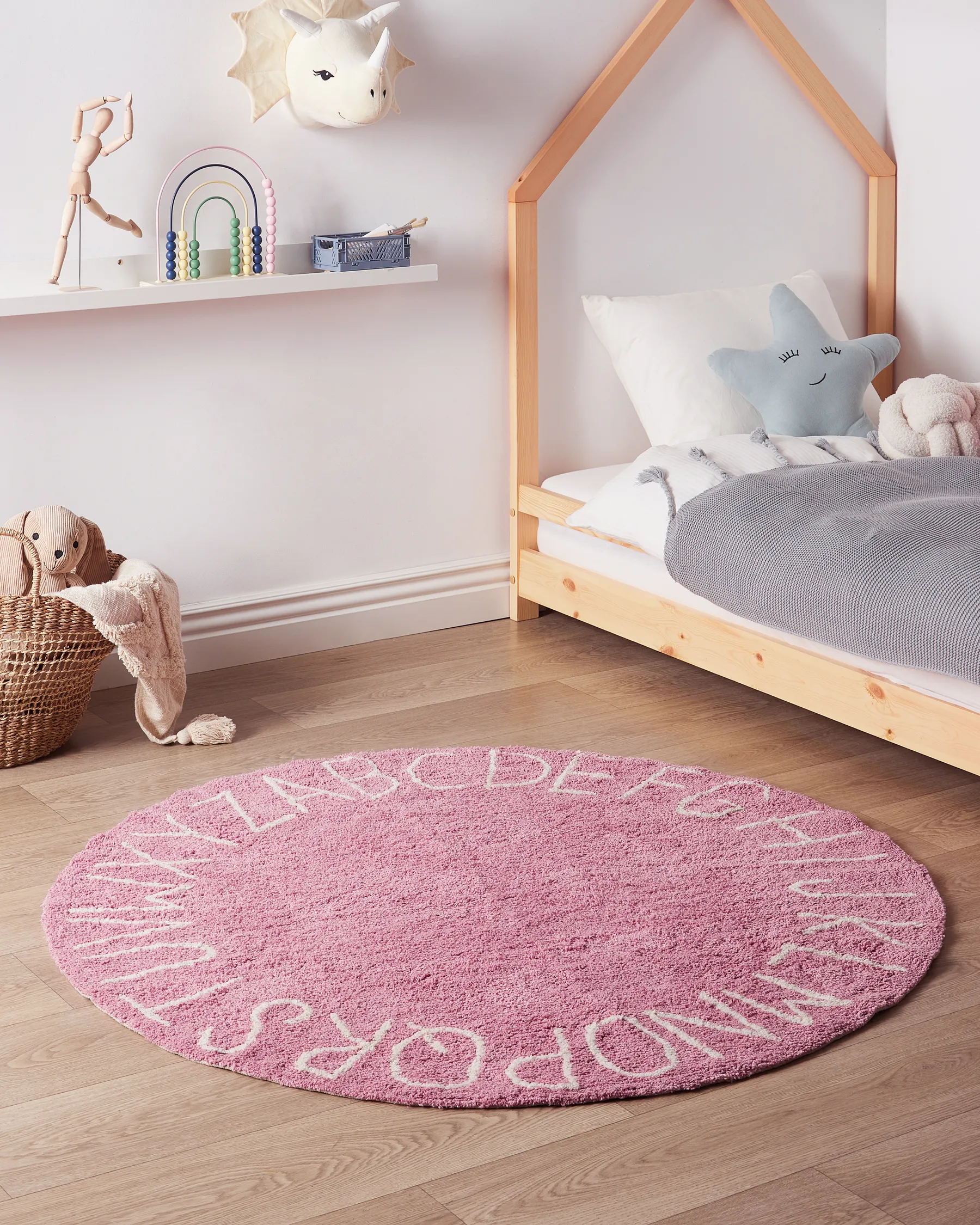 Kids Rug VURGUN Pink ø 120 cm Cotton_907227