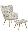 Wingback Chair VEJLE with Footstool Fabric Light Beige