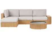 Garden Corner Sofa with Table 4 Seater OLIVERI PE Rattan Beige Right Hand_1071796