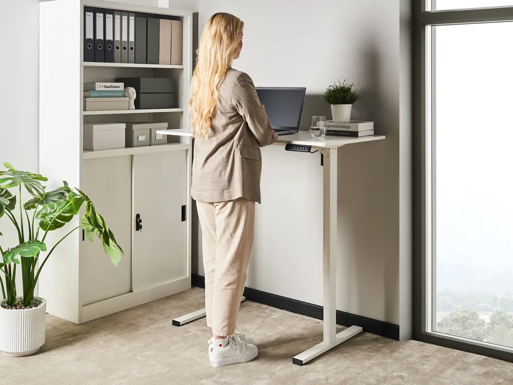 Työpöytä sähkösäädettävä TAVARES 120 cm 60 cm Valkoinen_975822