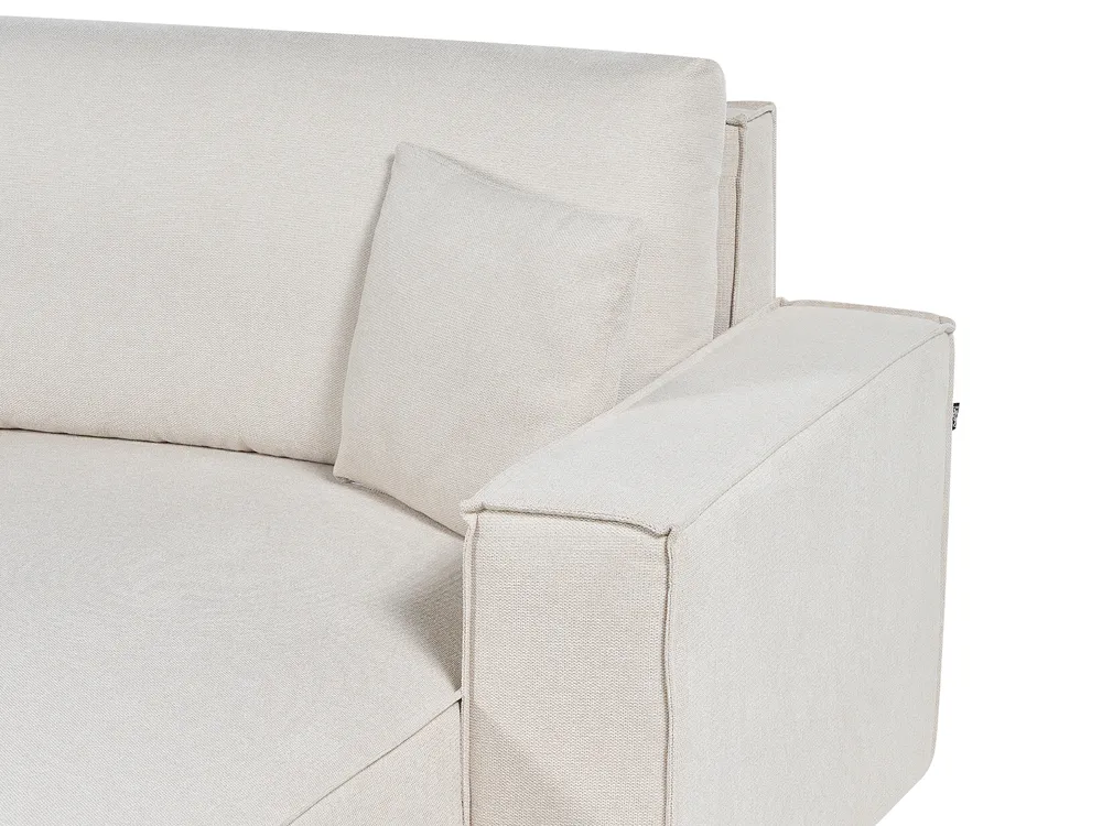 Sofa Bed 3 Seater KARILA with Storage Fabric Light Beige Left Hand_885998