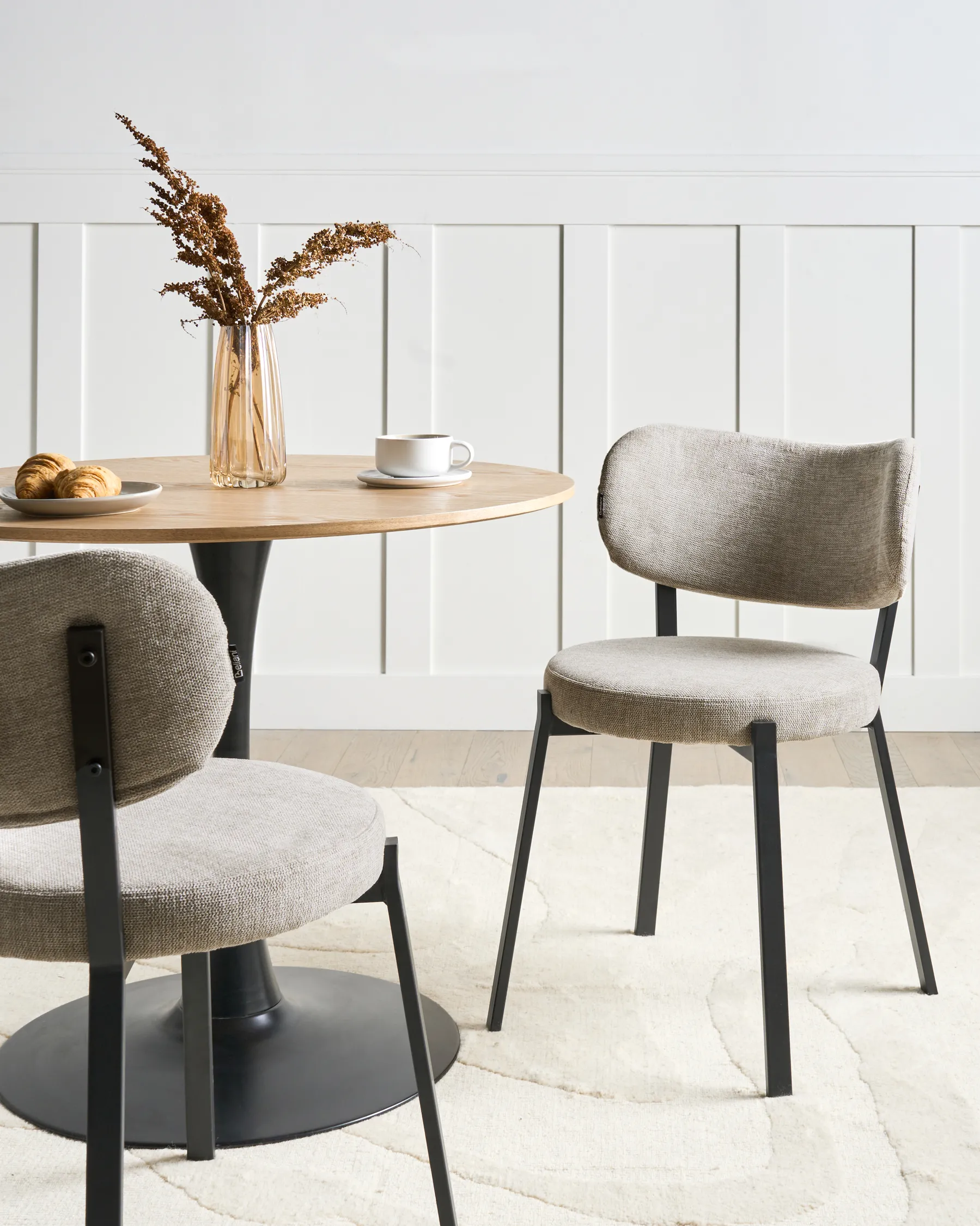 Set of 2 Dining Chairs BRONTE Fabric Beige_1006000