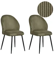 Set of 2 Dining Chairs ELOY Corduroy Dark Green_1006527