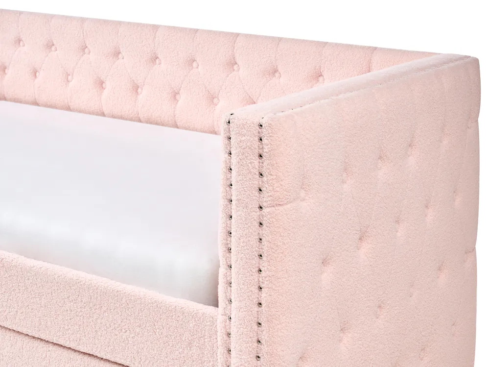 Utdragbar säng Bouclé GASSIN 90 x 200 cm Pastellrosa_951588