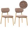 Set of 2 Dining Chairs MILLS Boucle Light Brown/ Taupe