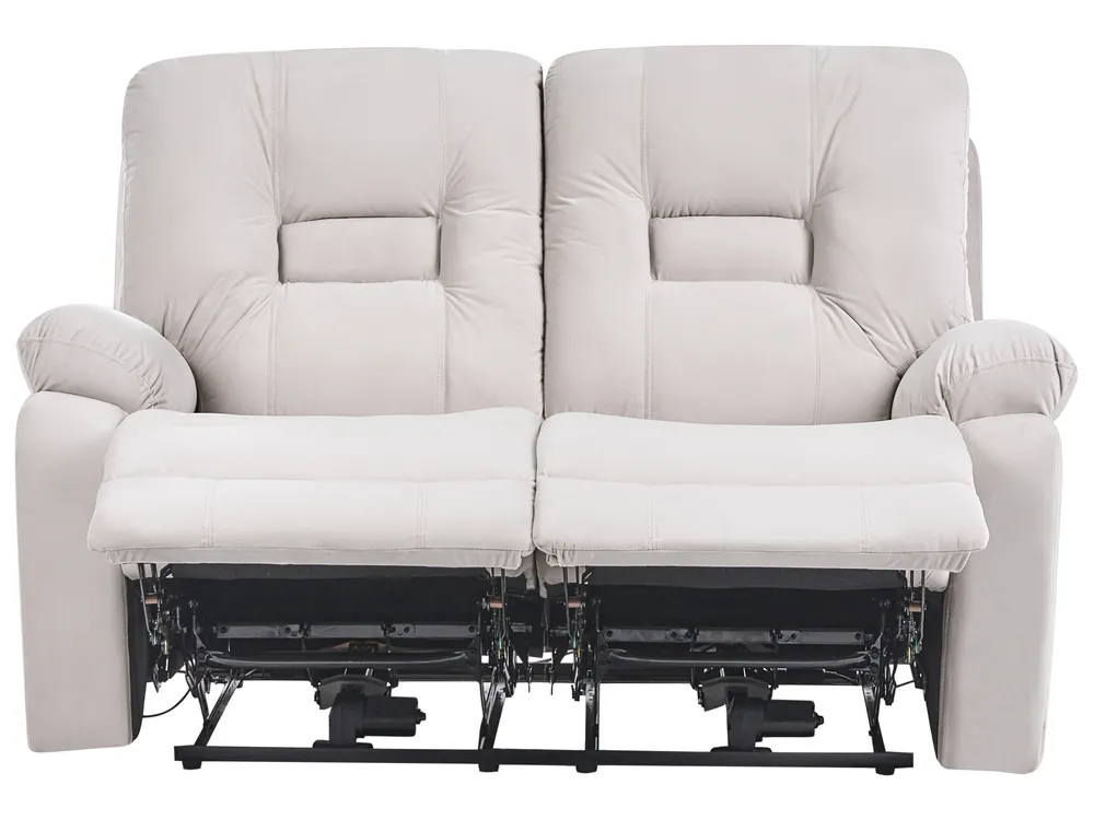 Soffgrupp med elektrisk reclinerfunktion 6-sits BERGEN med USB-port Sammet Ljusbeige_1064826