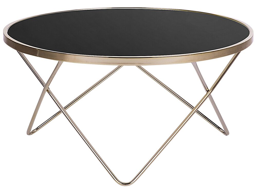 Coffee Table MERIDIAN Tempered Glass Black/ Gold